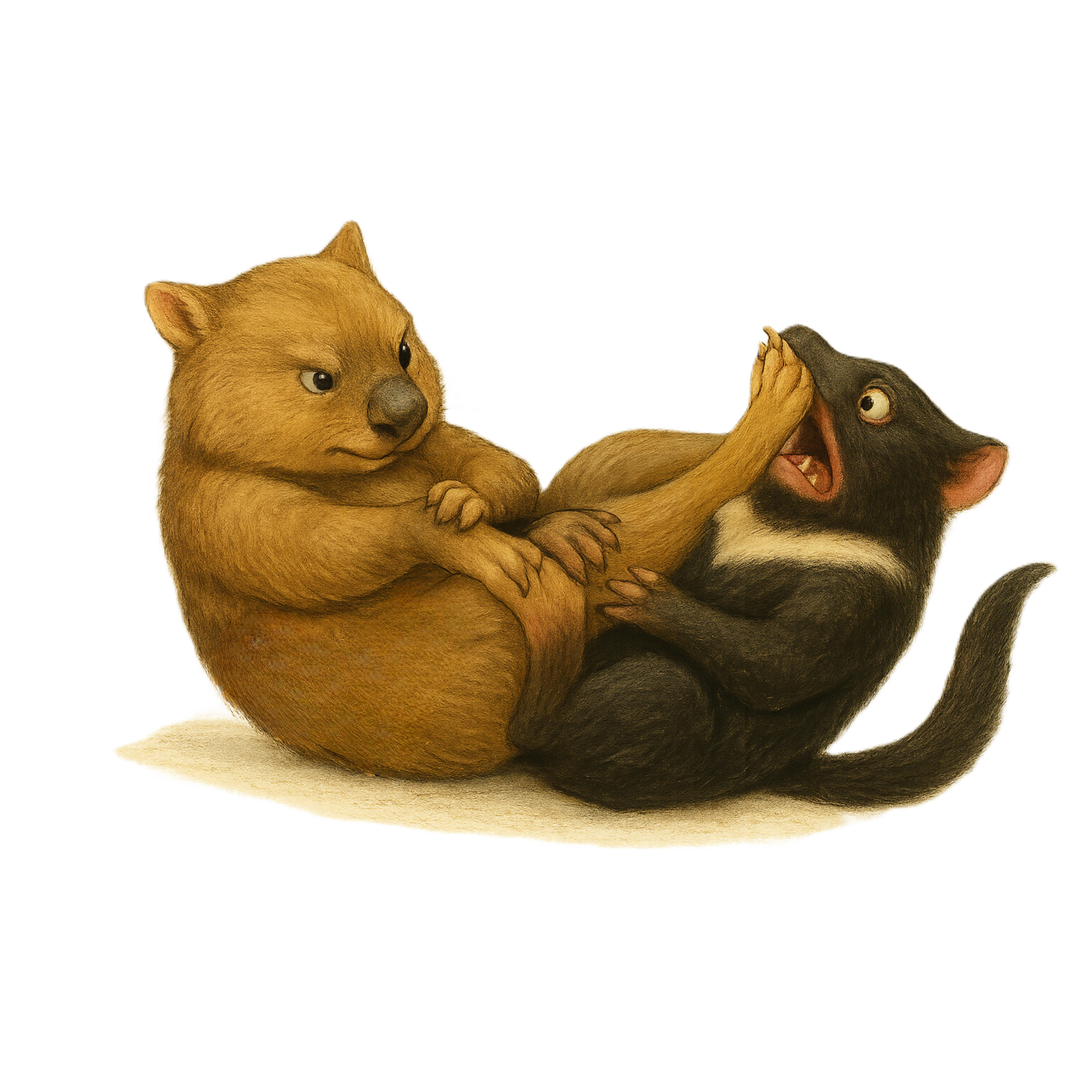 Good Luck Passing Guard!" - BJJ Wombat and Devil - Heavyweight Cotton Kids T-shirt, Crew Neck
